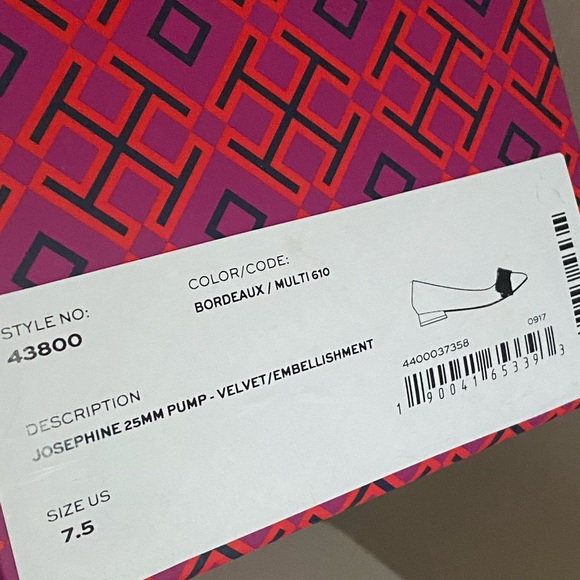 👠NIB Tory Burch Josephine Velvet Pumps 25MM Bordeaux👠 - Picture 7 of 8